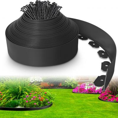 Landscape Edging Border Kit 33 FT No Dig Garden Edging Lawn Border with 30 Spikes, Plastic Edging Border Flexible for Garden Flower Beds Lawn Yard Pathway